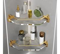 Estante esquinero de 2 niveles, impermeable y ahorra espacio, organizador de almacenamiento de baño sin taladrar para ducha, fregadero y cocina