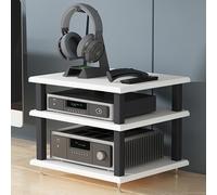 Estante esquinero de 4 niveles para entretenimiento para sala de juegos y grabación