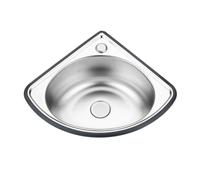Estante esquinero de acero inoxidable para baño, cocina, caravana, caravana, fregadero al aire libre, 34 x 34 x 15 cm, solución de almacenamiento que ahorra espacio para camping e inodoros