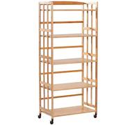 Estante esquinero de bambú de altura ajustable con ruedas, 5 niveles estéreo para televisor/reproductores de DVD/cajas de cables, soporte de almacenamiento de discos moderno (color: madera natural)