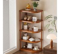 Estante esquinero de escritorio rústico de madera de 5 niveles, estantería pequeña, estante de almacenamiento de cosméticos para el cuidado de la piel, estante de encimera de cocina para cafetería