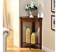 Estante esquinero de madera de 2 niveles para el hogar, perfecto para pasillo, soporte de plantas o mesa de lámpara, muebles que ahorran espacio, solución de almacenamiento elegante y funcional