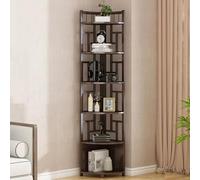 Estante esquinero independiente retro de madera maciza para dormitorio, sala de estar, cocina, baño, soporte de exhibición en ángulo (color: sin puerta)