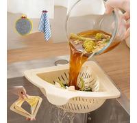 Estante esquinero magnético triangular para fregadero, cesta de drenaje automático con parte inferior abierta y agujero de drenaje, recogedor de residuos de alimentos para cocina y baño (blanco)