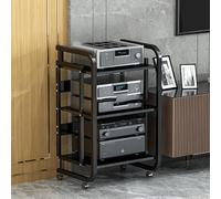 Estante esquinero para juegos con soporte de almacenamiento para medios AV, organizador de video/DVD, mesa rodante para sala de estar, estudio de música, sala de juegos, duradero y elegante.