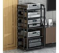 Estante esquinero para juegos, estantería de video con soporte de almacenamiento para DVD, AV, ruedas universales para sala de estar, estudio de música y sala de grabación, ideal para consolas de