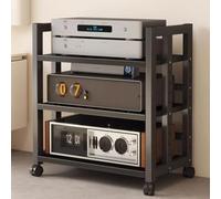 Estante estéreo de 3 niveles con ruedas, armario de almacenamiento de cine en casa, armario AV móvil, armario de componentes de audio HiFi para sala de estar, juegos (3 niveles/80 x 40 x 90 cm)