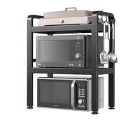 Estante expandible de 2 niveles para horno microondas para encimera de cocina, estante de microondas de 42 a 68 cm, con 6 hoo de ahorro de espacio para cocina