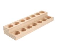 Estante Expositor de Aceites Esenciales de Madera Natural Doble | Dos Capas Ranuras Separadas y Base Plana, Acceso Rápido y Ordenado para Botellas de Masaje y Sérum