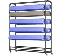 Estante Expositor de Rollos de Tela de Alta Resistencia con Barra Ajustable y Ruedas - Organizador Comercial para vinilos, láminas para Ventanas, Papel Tapiz y Barras T-10 - Solución de Alma