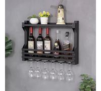 Estante Expositor para Botellas, botellero Moderno de Pared, Soporte para Copas Colgante Industrial Sencillo, botelleros de Pared con Soporte para Copas, para decoración de Bar en casa o com