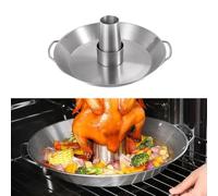 Estante extraíble de acero inoxidable para pavo para latas de cerveza, asado de pollo, parrilla de barbacoa y uso en horno, bandeja vertical para asar pollo con diseño de infusión de sabor
