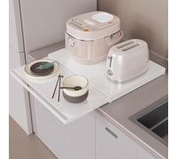 Estante extraíble para microondas, acero al carbono, estante para horno microondas con bandeja extraíble para almacenamiento de electrodomésticos, 18.3 x 14.2 x 1.6 pulgadas (blanco) - Solución para