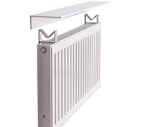 Estante flotante blanco para cubierta de radiador para comedor, granja, estudio, diseño empalmable con parte superior de aluminio, 50 cm de largo, se adapta a radiadores de varios tamaños.