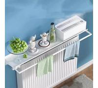 Estante flotante blanco para radiadores, sin necesidad de taladrar, perfecto para baño, sala de estar y dormitorio, solución de almacenamiento de 100 cm que ahorra espacio