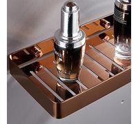 Estante flotante de acero inoxidable para baño y cocina, resistente a la corrosión, almacenamiento de pared para champú, jabón, especias, diseño compacto en acabado oro rosa