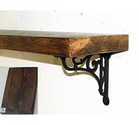 Estante flotante de madera maciza de nogal de 2 pies con soportes de hierro fundido, elegante decoración del hogar, almacenamiento de pared rústico, perfecto para sala de estar, cocina u oficina