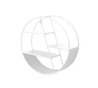 Estante flotante de metal | Rack de pantalla para organización del hogar, elegante armario circular para oficina, cocina, baño, dormitorio, o decoración de sala de estar, soporte de montaje