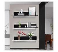 Estante flotante de pared con luz LED, estante de almacenamiento de metal para sala de estar, diseño moderno, 100 x 20 cm, color negro, elegante y funcional, estante de exhibición de una sola pieza.