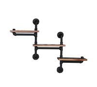 Estante flotante de pared de 3 niveles, estilo vintage, estante de pared de madera con soporte de tubo de agua de hierro para bar, sala de estar, dormitorio, exhibición decorativa creativa, partición