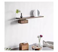 Estante flotante Estantes flotantes de madera maciza montados en la pared, estante con cajón y espejo for decoración almacenamiento, repisa for cuadros for dormitorio/baño/sala estar/cocina(Walnut)