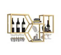 Estante flotante industrial vintage con estante de vino de metal, estantes de bar para copa de champán y exhibición de botellas de licor, perfecto para decoración de cocina, comedor, bar