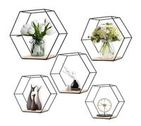 Estante flotante | Juego de estantes flotantes hexagonales, estante de almacenamiento de metal que ahorra espacio, diferentes tamaños, decoración moderna del hogar para cocina, inodoro, dormitorio