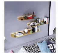Estante flotante LED con aleación de aluminio creativo para montaje en pared para entrada, bar, mostrador, sala de estar, baño, dorado, 80 x 20 cm, decoración elegante para el hogar