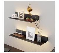 Estante flotante LED - Estantería iluminada con transformador integrado - Estante de pared de aluminio para decoración de dormitorio y sala de estar (80 x 15 x 6 cm)