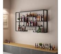 Estante flotante LED para bar, soporte de metal para botellas de vino y vidrio, decoración moderna para el hogar y comercial, diseño que ahorra espacio para un almacenamiento elegante