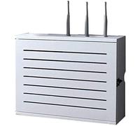 Estante flotante montado en la pared blanco para enrutador inalámbrico y almacenamiento de cables, caja de almacenamiento WiFi con cable blindado, ideal para organizar y ocultar cables (diámetro