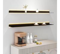 Estante flotante montado en la pared con iluminación integrada, ideal para libros y artículos decorativos, solución de almacenamiento moderna que ahorra espacio