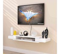 Estante flotante montado en la pared para TV con almacenamiento para sala de estar, incluye soporte de fondo para organización de reproductor de DVD/Blu Ray