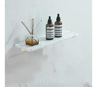 Estante flotante para baño, toallero de pared y organizador de ducha con organizador de almacenamiento de cosméticos para botellas de champú, gel y condimentos, diseño de mármol blanco con detalles de