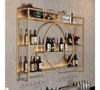 Estante flotante para copas de vino montado en la pared y estante para bar para sala de estar y restaurante, elegante decoración dorada (39.3 x 5.9 x 31.5 pulgadas)