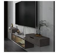 Estante flotante para entretenimiento, mueble para TV montado en la pared, consola de almacenamiento para centro multimedia de entretenimiento con puerta y almacenamiento (gris, 208x28,9x36,6cm)