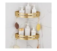 Estante flotante para esquina de baño, estante de almacenamiento montado en la pared, organizador de champú y cosméticos de aluminio dorado cepillado, estante de baño sin taladrar para inodoro (R Oro
