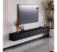 Estante flotante para TV con 2 cajones, centro de entretenimiento montado en la pared para sala de estar y oficina, almacenamiento de audio/video, blanco, 120 cm