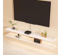 Estante flotante para TV con luces LED, estante multiusos para fotos y libros, consola multimedia que ahorra espacio para sala de estar