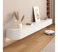 Estante flotante para TV, moderno centro de entretenimiento montado en la pared con almacenamiento para sala de estar, consola multimedia que ahorra espacio
