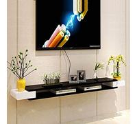 Estante flotante para TV montado en la pared con reproductor de DVD/Blu-Ray, almacenamiento para sala de estar, 90 cm de longitud