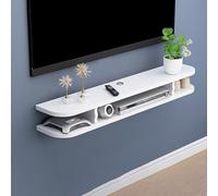 Estante flotante para TV para sala de estar, consola multimedia moderna montada en la pared con almacenamiento, solución de ahorro de espacio para una elegante configuración de entretenimiento en el