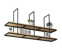 Estante flotante para vinos, estantes de madera y hierro forjado de 2 niveles para cocina, soporte para ollas y sartenes, exhibición de flores Detive nd - Tamaños: 60/80/100/120 cm (60 x 30 x 80 cm)