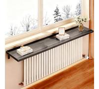 Estante flotante sobre radiador, elegante solución de almacenamiento y exhibición para dormitorio, baño, sala de estar, cocina, color negro, 20 x 70 cm, maximiza el espacio y la decoración