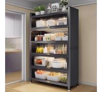 Estante For Panadero con Puertas Abatibles, Soporte For Microondas con Polea Integrada For Ollas, Cubiertos Y Cafetera