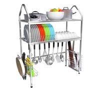 Estante for Platos de Acero Inoxidable de 2 Niveles for Fregadero de Cocina, Organizador de escurridor de Agua, Soporte for Cubiertos y vajilla(83 * 28 * 82cm)