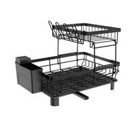 Estante for platos for encimera de cocina, escurridor de platos y organizador, estante de secado de platos y tazones ajustable con portavasos, almacenamiento de cubiertos y tabla de cortar, diseño que