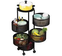 Estante giratorio de almacenamiento multicapa para cocina, estante giratorio para verduras, cesta redonda de almacenamiento de frutas y verduras con ruedas, adecuada para sala de estar, cocina y baño