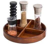 Estante giratorio de madera para especias, estante de almacenamiento giratorio de 12 pulgadas para encimera de cocina y gabinete, ideal para botellas y objetos pequeños