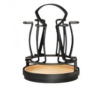 Estante giratorio para copas de vino para encimera de cocina o mesa de comedor, soporte de 6 ganchos que ahorra espacio con diseño giratorio, construcción de metal (negro)